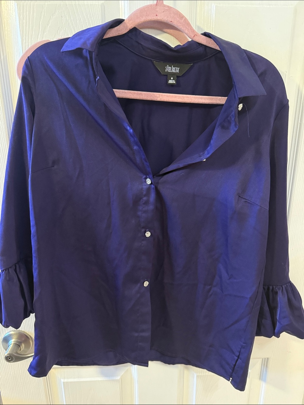 Slim factor by Investments Royal Purple Button-Front Women's Shirt